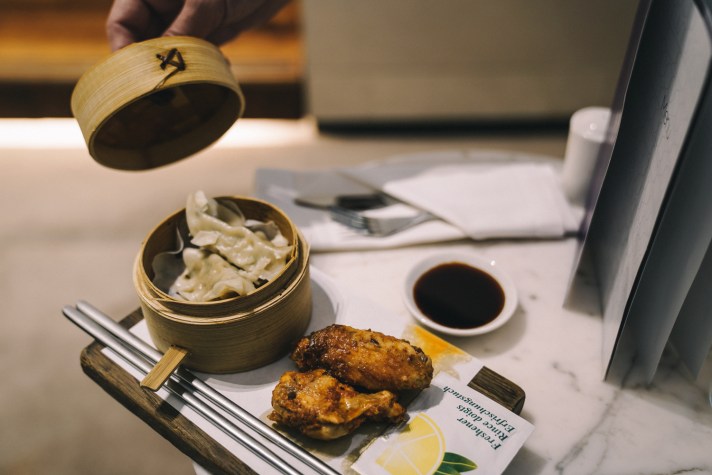 London---Virgin-Atlantic-Upper-Clubhouse-wings-and-gyoza